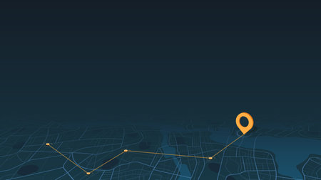 Online location tracking. Huge city map with roads streets as background. Map of city. Vector illustration.のイラスト素材