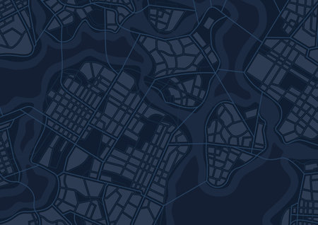 City urban roads and streets abstract map downtown district map with river. Concept of planning and mapping a travel. Flat vector illustrationのイラスト素材