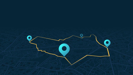 GPS navigation. Route planning, navigation plan to multiple location points. Isometric city scape...