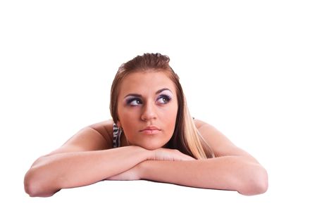 young woman in studio の写真素材