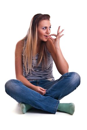 young woman in studio の写真素材