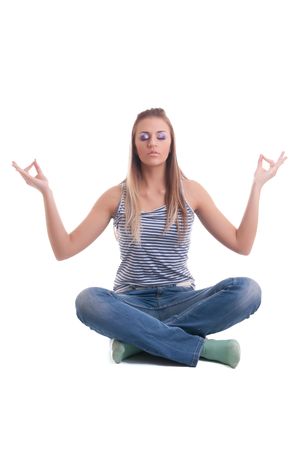 young woman in studio の写真素材