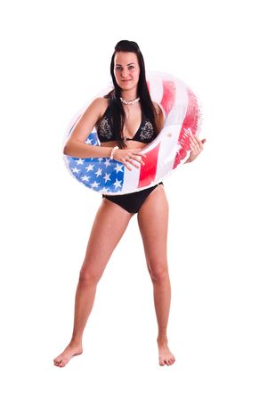 isolated photo set of woman in swimwearの写真素材