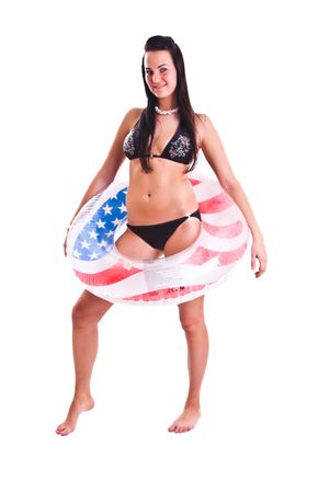 isolated photo set of woman in swimwearの写真素材