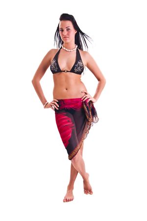 isolated photo set of woman in swimwearの写真素材