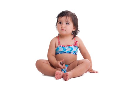 Little girl in swimming suitの写真素材