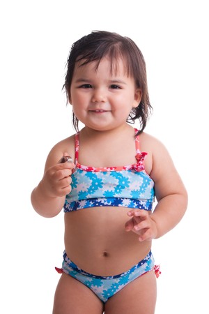 Little girl in swimming suitの写真素材