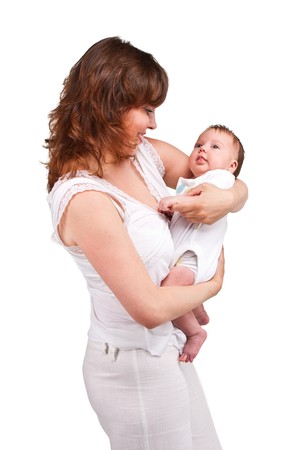 Mother holding her adorable babyの写真素材