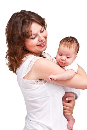Mother holding her adorable babyの写真素材