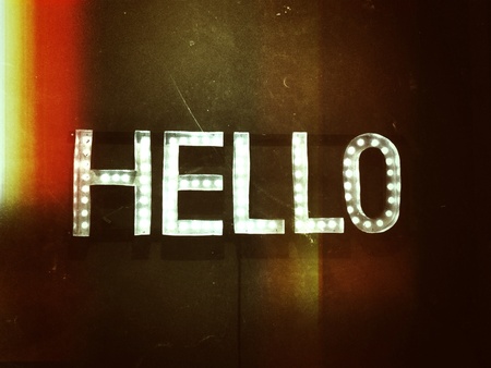 Hello word light bulb on wallの素材