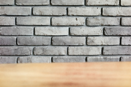 Rule Grey Brick wall with table foregroundの写真素材