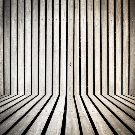 Vertical wooden strip room perspective backgroundの写真素材