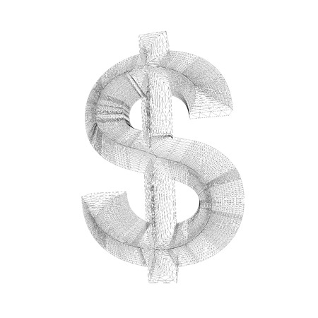 Gold Dollar sign on white backgroundの写真素材