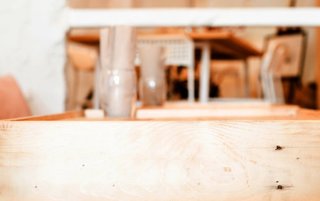 Close up wood table.の写真素材