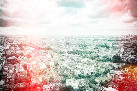 Top view cityscape with cloudy sky.の写真素材