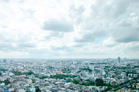 Top view cityscape with cloudy sky.の写真素材