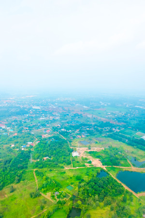 Aerial view landscape of Bangkok city in Thailand with cloudの写真素材