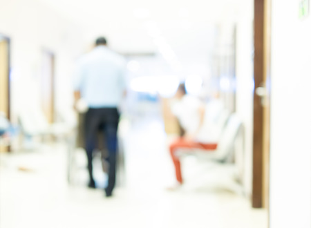 Blurred background of hospital corridorの写真素材