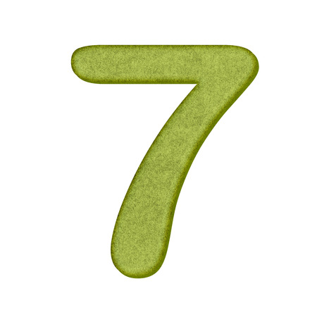 green Number in Paper craft texture isolated on white background.