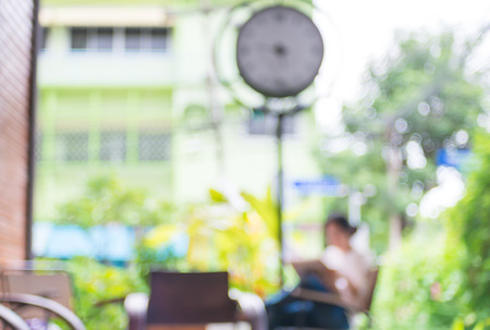 Coffee shop blur background with bokeh.の写真素材