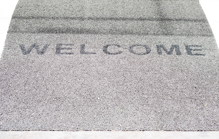 Welcome Plastic foot scraper ,texture backgroundの写真素材