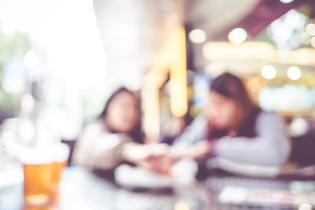 blur background ,customer order food at restaurant.の写真素材