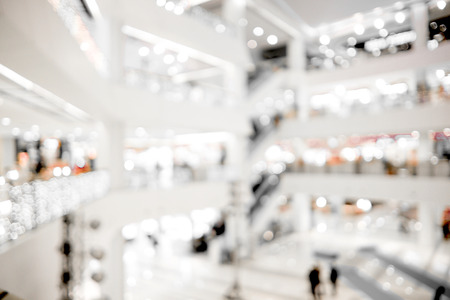 Blurred background : store hall blur background with bokeh light in landscape view.の写真素材