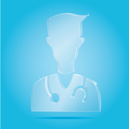 Vector: Smile Doctor icon with stethoscope on blue background,Health care,flat icons,profile picture.のイラスト素材