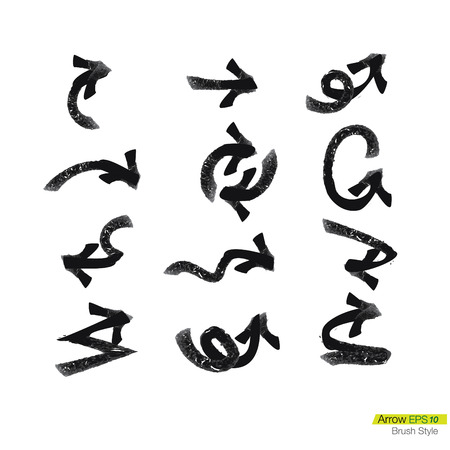 A collection of arrows in n brush stroke style.のイラスト素材