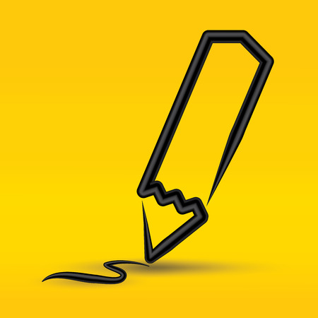 Vector - Pencil write on yellow background.のイラスト素材