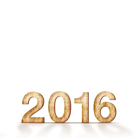 wood 2016 year number on white background, Template for adding your content, Can use for adding goal...