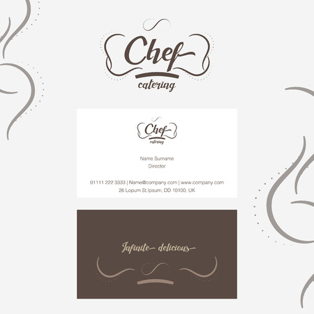 Vector : Chef catering Logo with business card in line ornament style.のイラスト素材