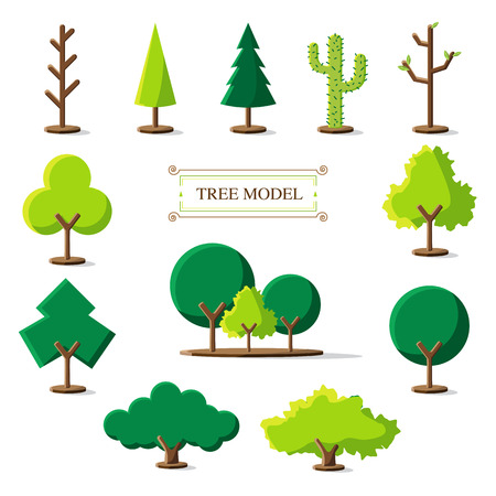 Vector : Set of Tree model icon on white background.のイラスト素材