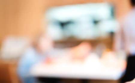 Blurred background : Customer at restaurant blur background with bokeh.の写真素材