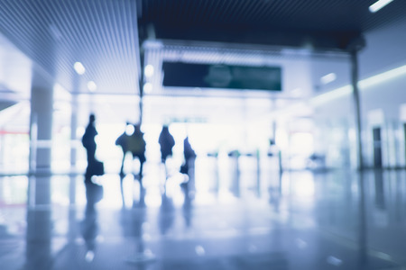 Blurred background, passenger at subway train hall.の写真素材