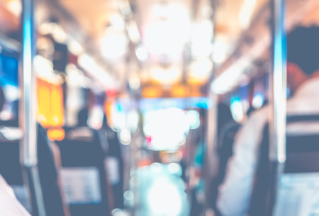 blur background : people in public transportation bus,abstract background