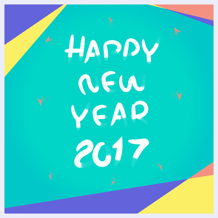 Vector, Happy New year 2017 pencil brush with material design frames style, Holiday Template mock up...