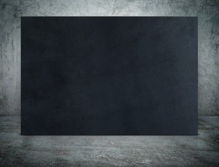 Blank long black canvas frame at grunge concrete room,Mock up template for adding your content or design,Business presentationの写真素材