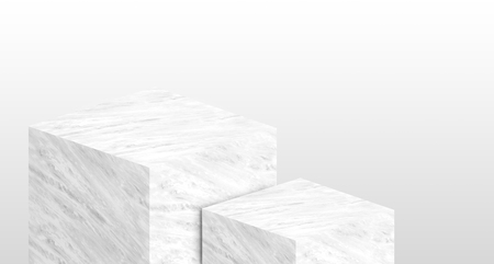 Product display stand made from white glossy marble in two step with copy space for display of content design or replace your background,Banner for advertise product on website,3d renderingの写真素材