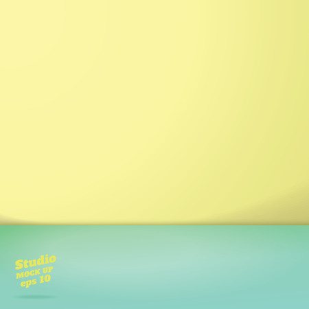 Vector of Empty pastel green and yellow two tone color studio room background ,Template mock up for display of product,summer backdropのイラスト素材