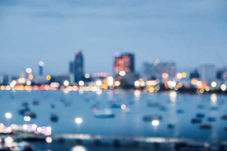 Blurred abstract background of office building at sea harbour at evening time,urban lifeのイラスト素材