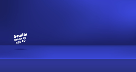 Vector,Empty vivid navy blue color studio table room background ,product display with copy space for display of content design.Banner for advertise product on websiteのイラスト素材