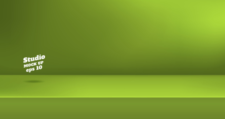 Vector,Empty vivid lime green color studio table room background ,product display with copy space for display of content design.Banner for advertise product on websiteのイラスト素材