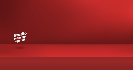 Vector,Empty vivid red color studio table room background ,product display with copy space for display of content design.Banner for advertise product on websiteのイラスト素材