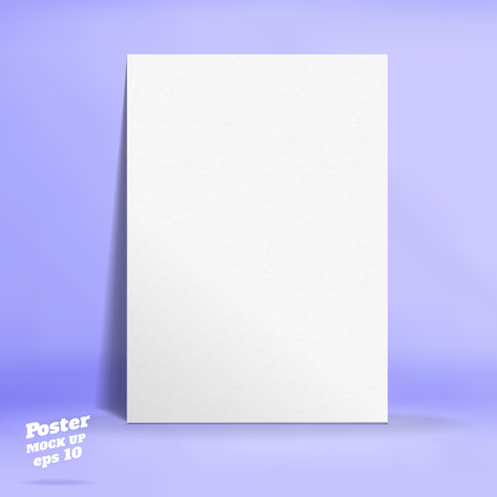 Vector of White paper poster in pastel colorful purple studio room,Template mock up for display of design or your content ,Business presentationのイラスト素材
