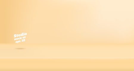 Vector Empty pastel beige cream color studio table room background ,product display with copy space for display of content design.Banner for advertise product on websiteのイラスト素材