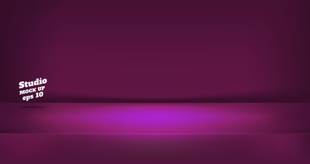 Vector,Empty neon style dark pink color studio table room background ,product display with copy space for display of content design.Banner for advertise product on websiteのイラスト素材