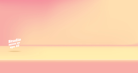 Vector,Empty vintage two tone pink and peace color studio table room background ,product display with copy space for display of content design.Banner for advertise product on websiteの写真素材
