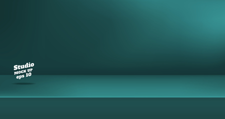 Vector,Empty dull color green blue studio table room background ,product display with copy space for display of content design.Banner for advertise product on websiteの写真素材