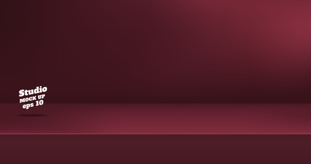 Vector,Empty dull color red maroon studio table room background ,product display with copy space for display of content design.Banner for advertise product on websiteの写真素材